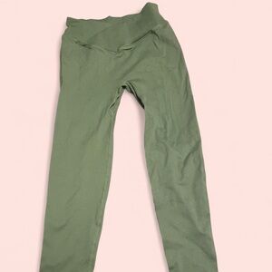 Green Ribbed Leggings